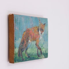 "Butterfly Kisses for You #9" - Oil on Linen Animal Painting of a Fox, 2018
