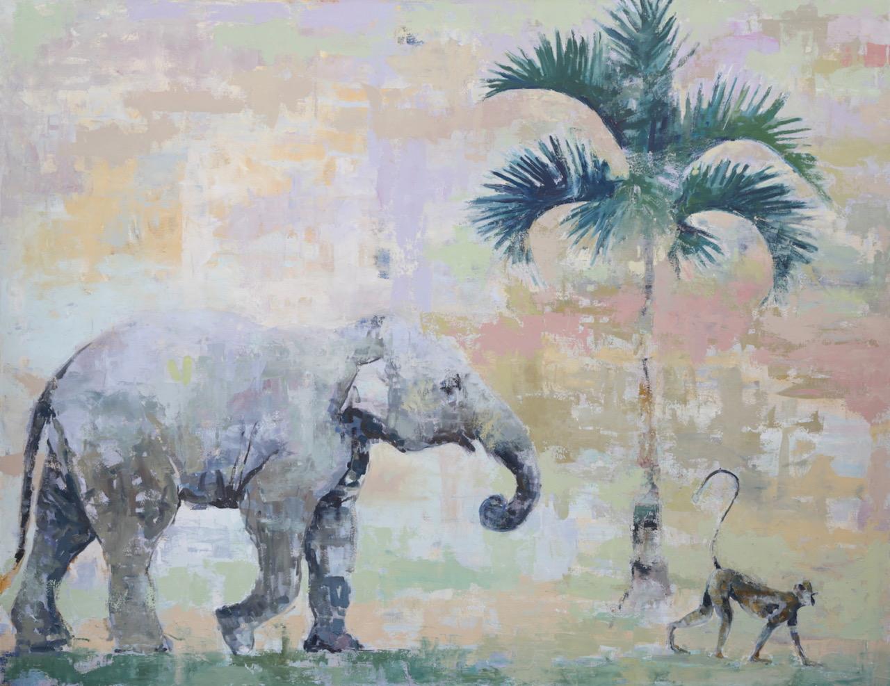 Brian Keith Stephens Animal Painting - Give Me The Hippopotamus For Christmas