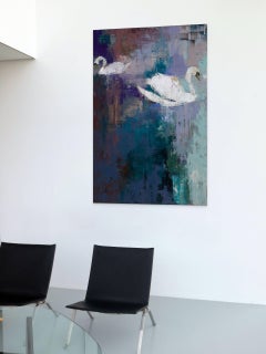 "I Know It is in You" — Two Swans, Large-Scale Oil and Wax on Cotton