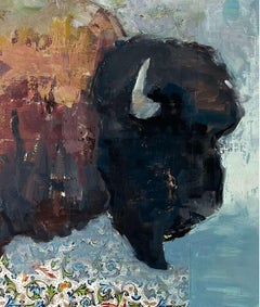 "Carta nunca enviada" (2024) Óleo original con búfalo