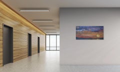 "Phone Your Mother" (2024) Sunset Skyscape and Landscape, Oil and Wax Painting