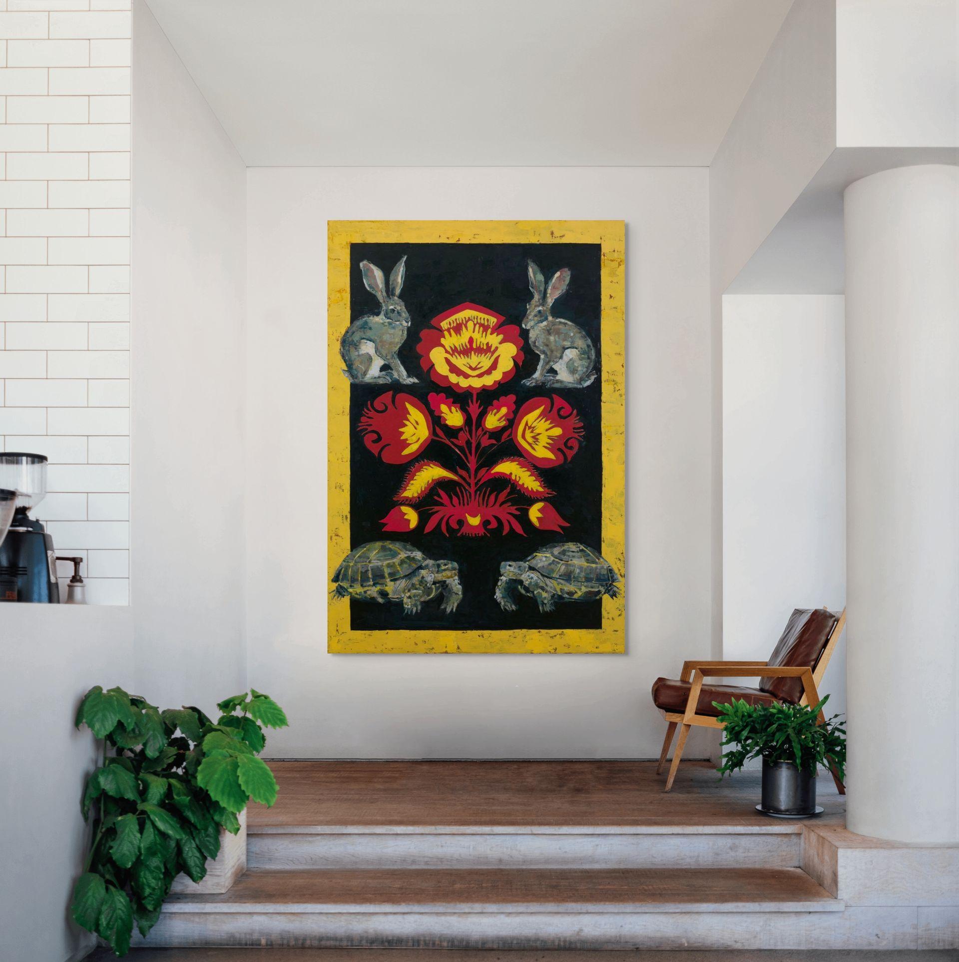 Time Is Not a Machine - Black Animal Painting by Brian Keith Stephens