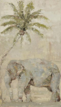 "La punta de tu lengua" - Pintura figurativa al óleo y cera sobre elefante 2025