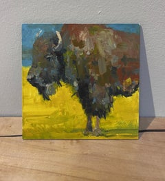 "Wild Things Return Act III" - Peinture à l'huile - Art animal de buffle