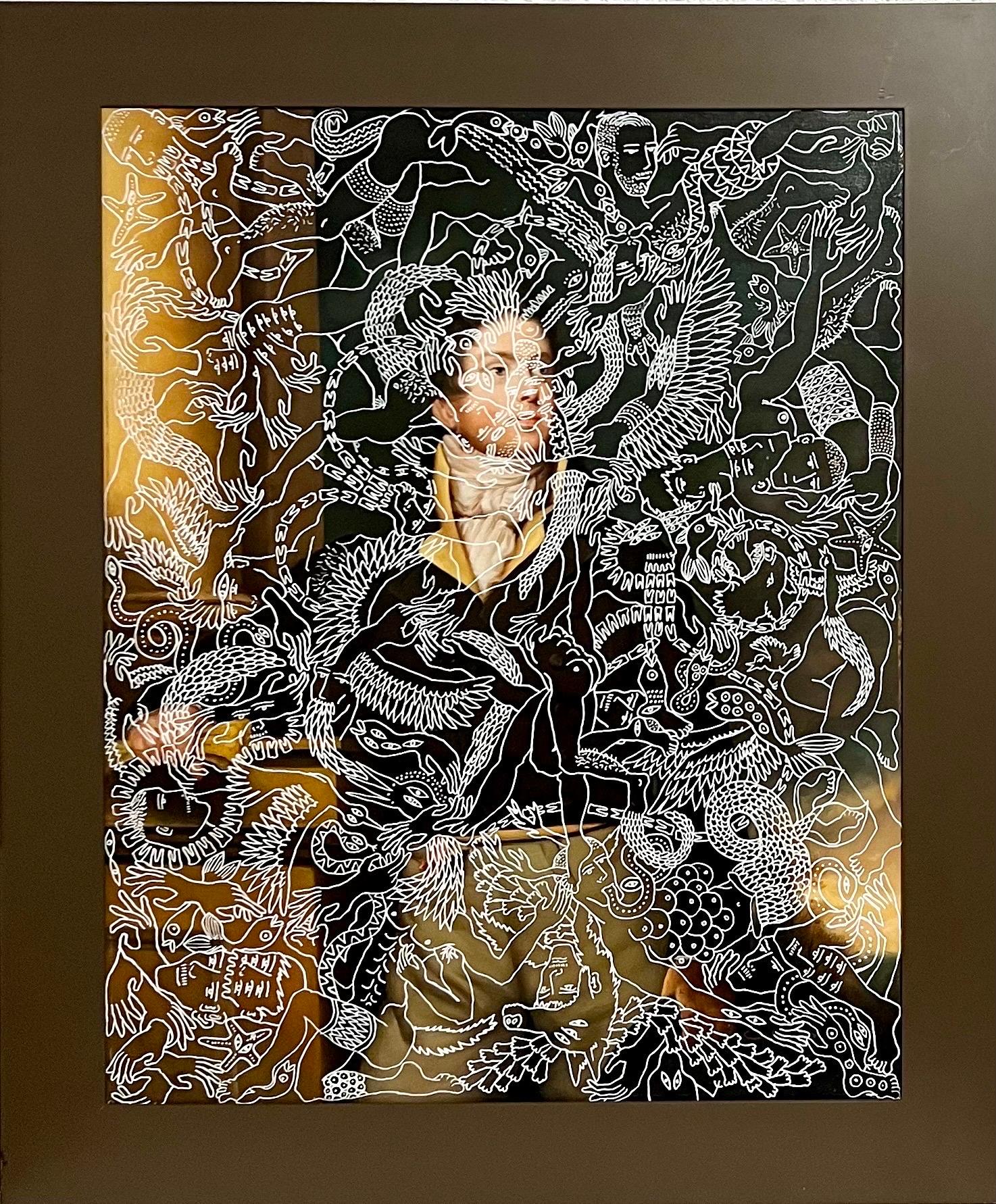
Brian Kenny,  (germano-américain, 1982-) 
Peinture mixte avec dessin, huile ou acrylique sur toile. 
Signé à la main au verso et daté 2015, NYC
Dimensions : Vue - 30" x 24", Cadre - 36" x 30"


Brian Kenny (né en 1982 à Heidelberg, Allemagne) est