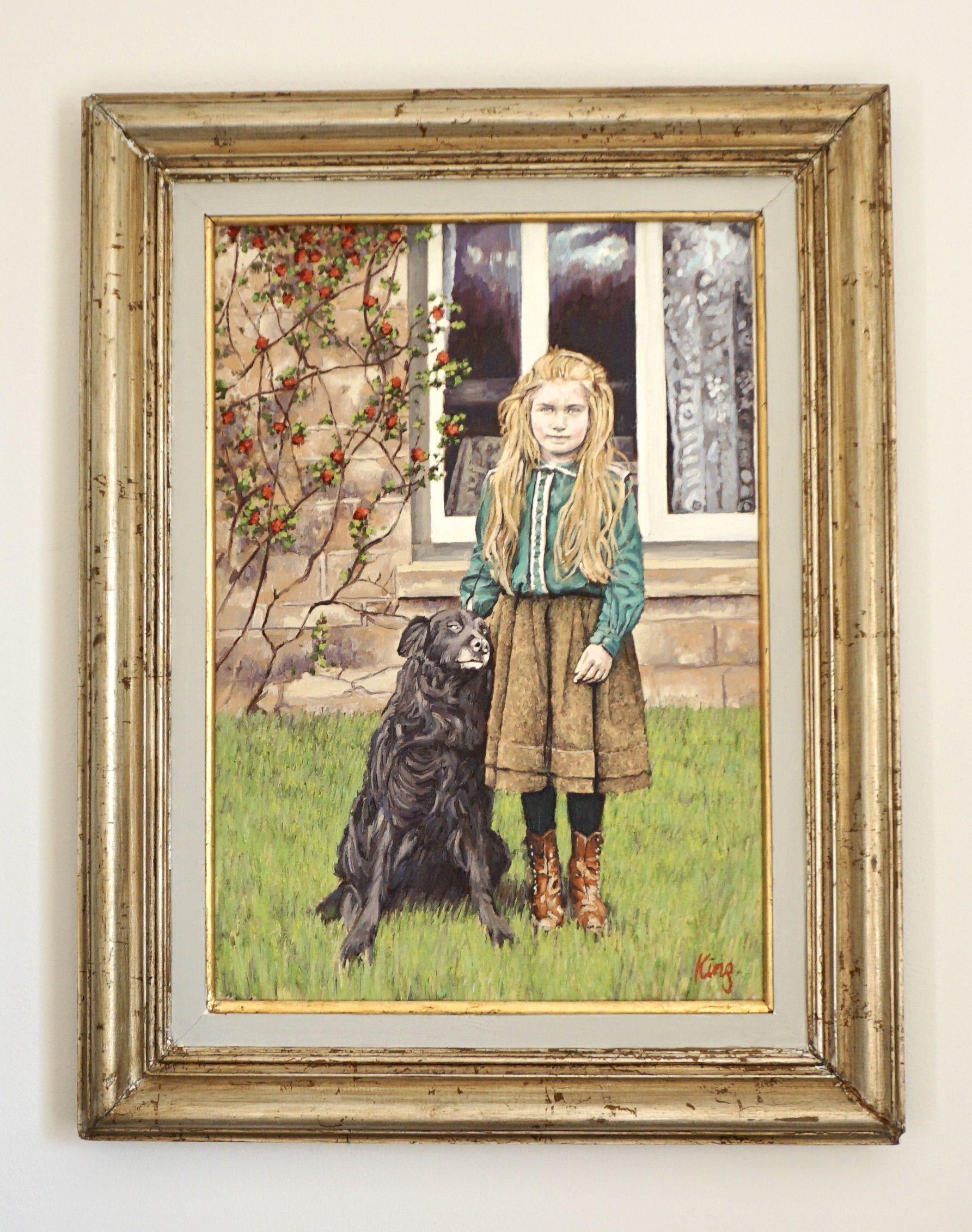 Dorrie et son chien, peinture à l'huile sur toile - Autres styles artistiques Painting par Brian King