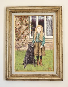 Dorrie y su perro, Pintura, Óleo sobre lienzo