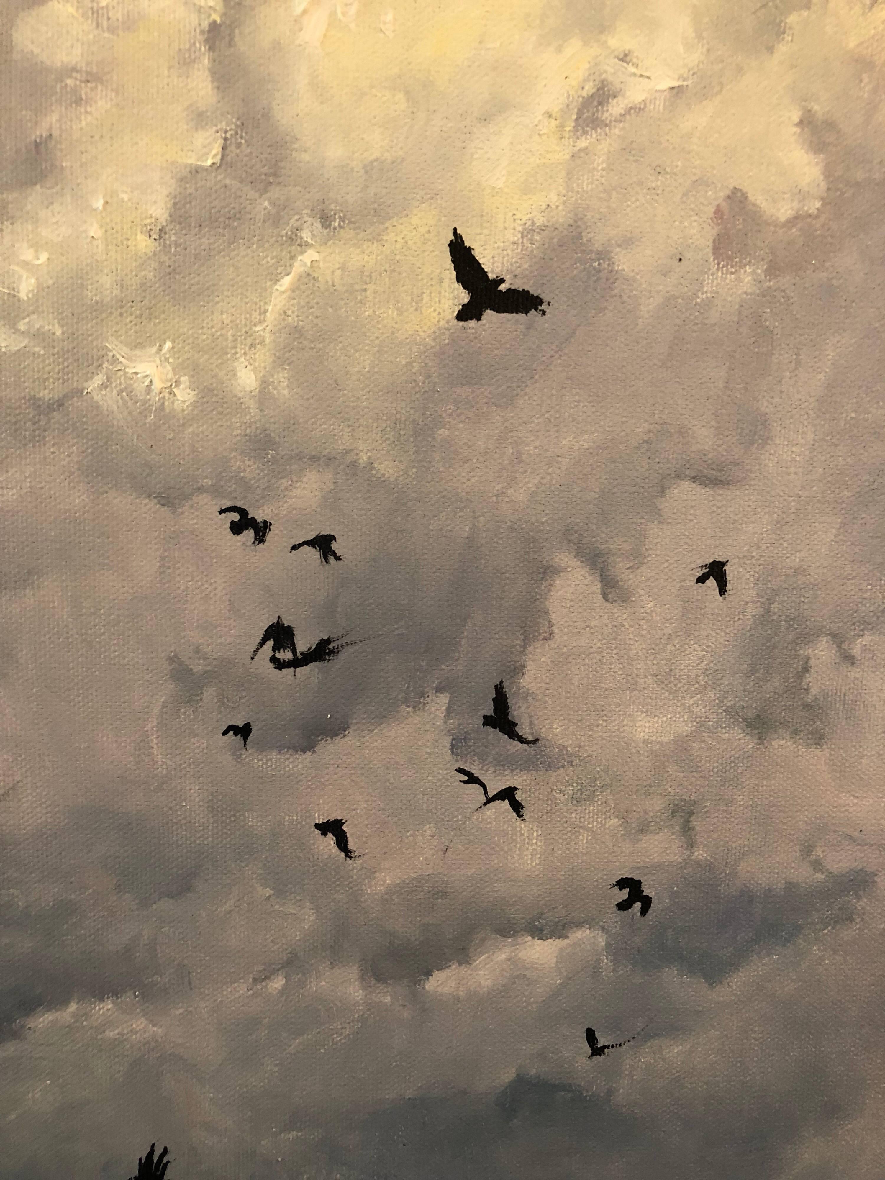 Frequent Fliers - Brown Landscape Painting by Brian Kliewer