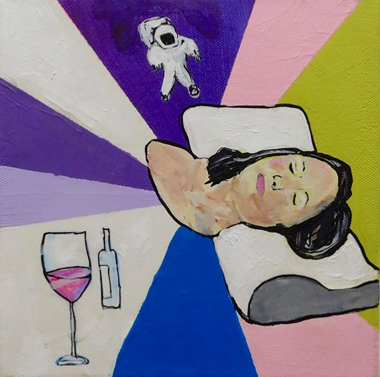Brian Leo
Pillow and Wine
2015
Acrylic on stretched canvas
8 x 8 inches 

Brian Leo was born in New Jersey in 1976, and is currently living in New York City. He is a graduate of Rutgers’ Mason Gross School of Art in 1999. His work has received