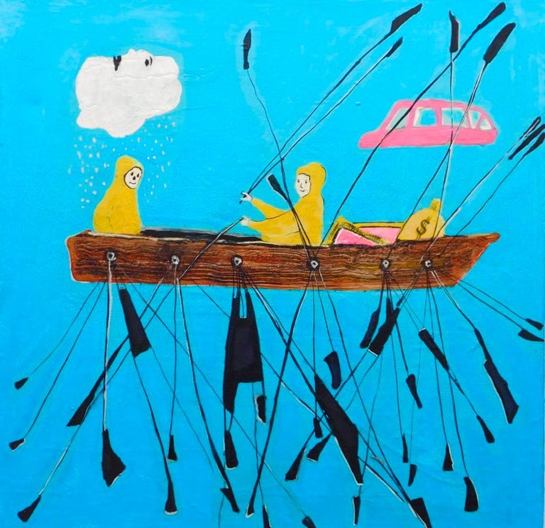 Brian Leo 'Row Boat' - Painting by Brian Leo