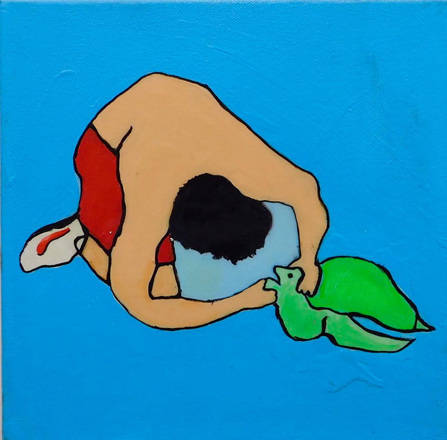 Brian Leo
Sea Turtle Rescue
2017
Acrylic on stretched canvas
10 x 10 inches 

Brian Leo was born in New Jersey in 1976, and is currently living in New York City. He is a graduate of Rutgers’ Mason Gross School of Art in 1999. His work has received