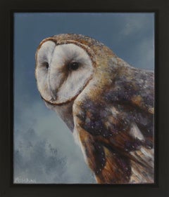 "Barn Owl" (2024) By Brian Mashburn, Original Oil Painting on Wood
