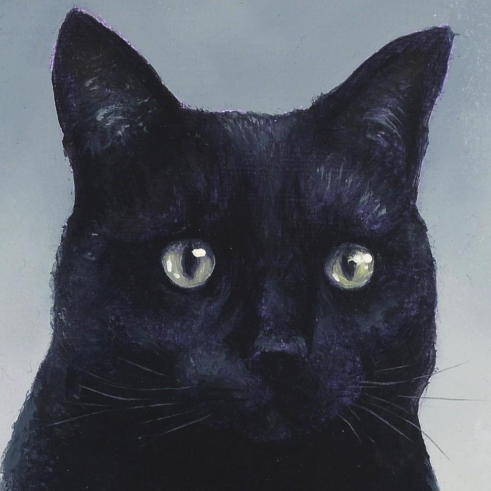 „Schwarze Katze“ (2024) von Brian Mashburn, Original-Ölgemälde auf Holz 6