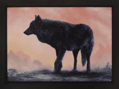 "Black Wolf" (2024) By Brian Mashburn, Original Oil Painting on Wood