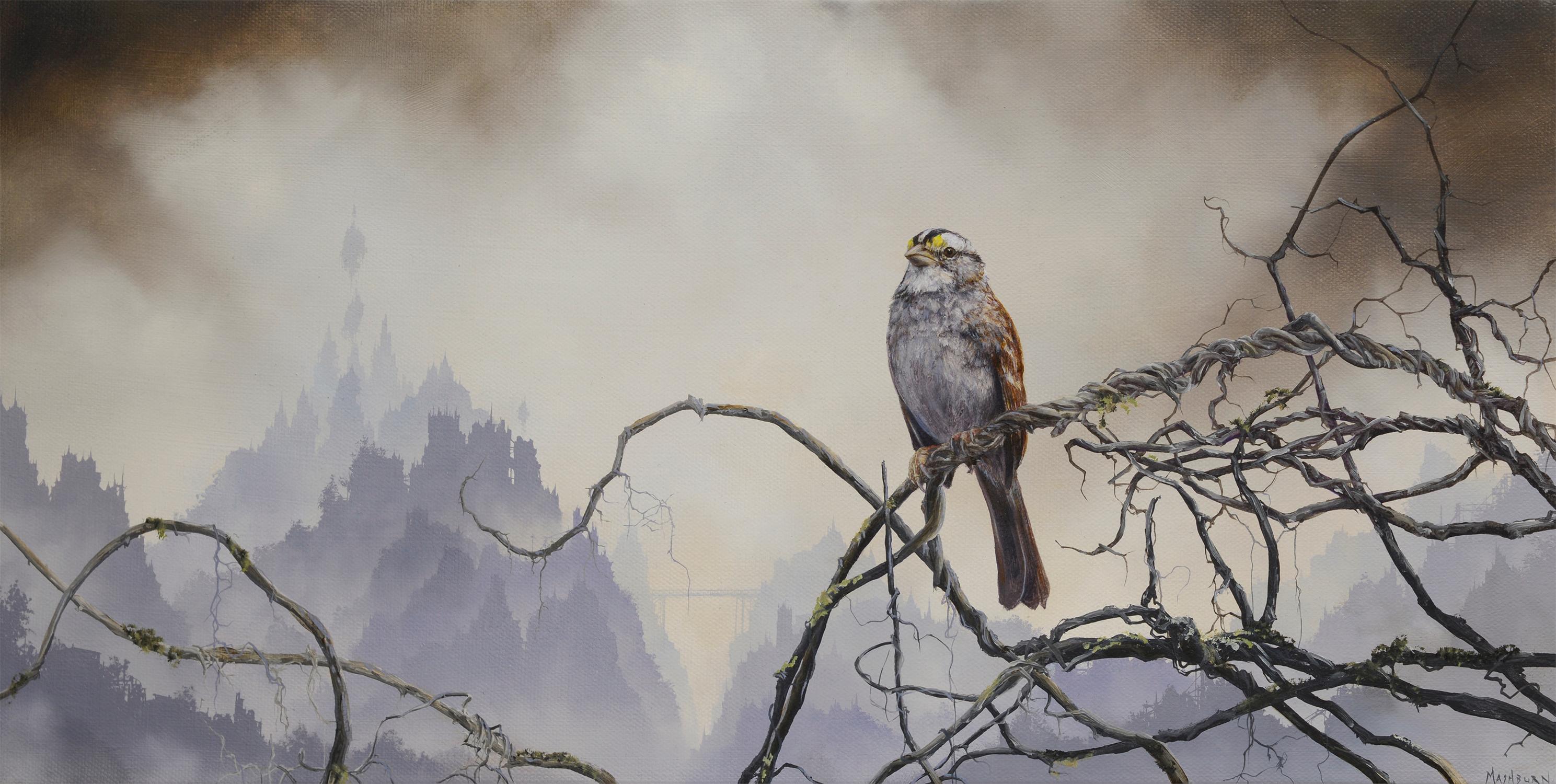 Brian Mashburn Animal Painting - "White Throated Sparrow" Original oil painting
