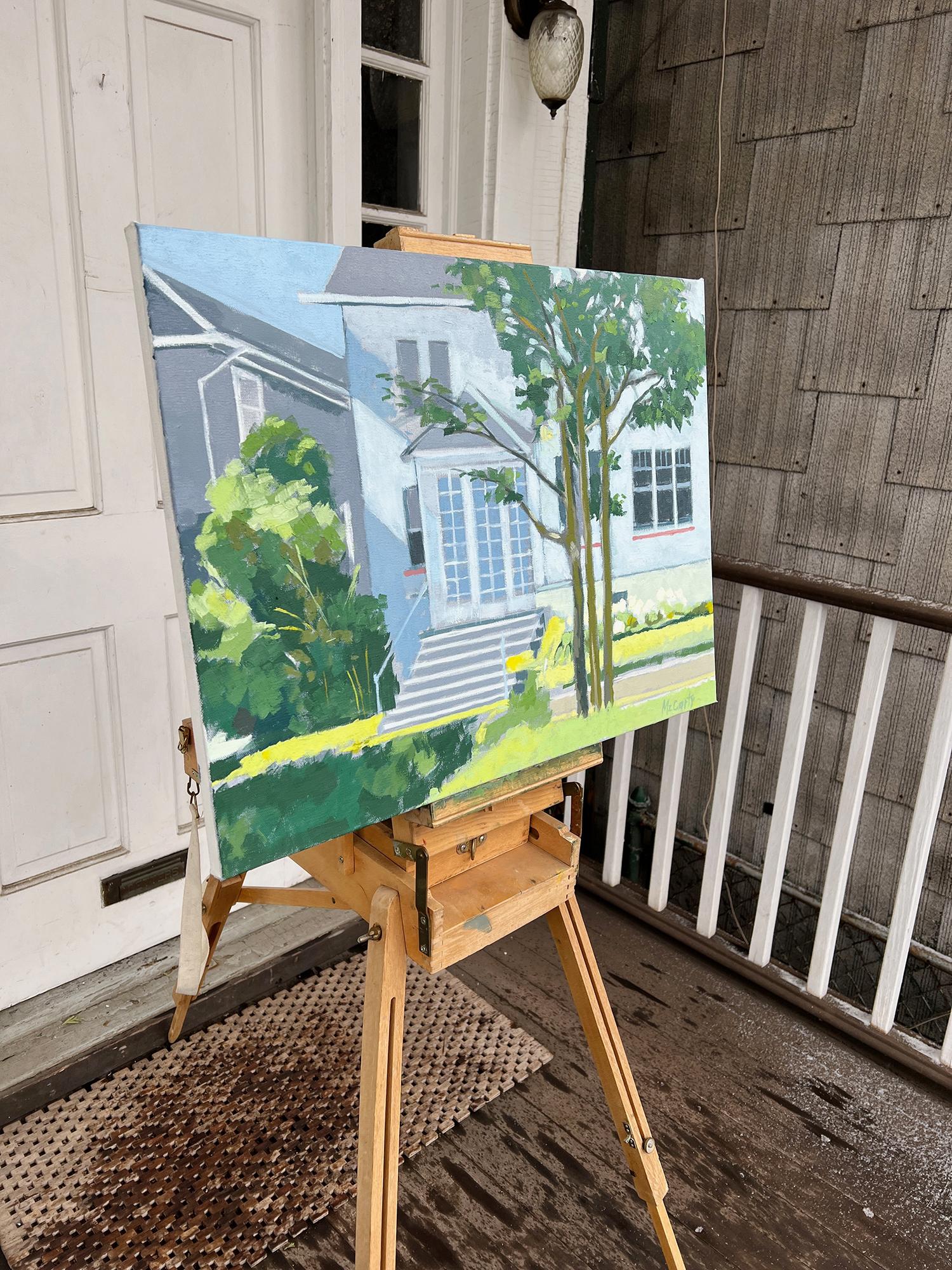 <p>Artist Comments<br>Somewhere in Cape May, New Jersey, a pale blue house stands as an inviting retreat on a summer afternoon. Bathed in the soft glow of natural light and enriched by shadows, the surrounding greens come alive in this picturesque
