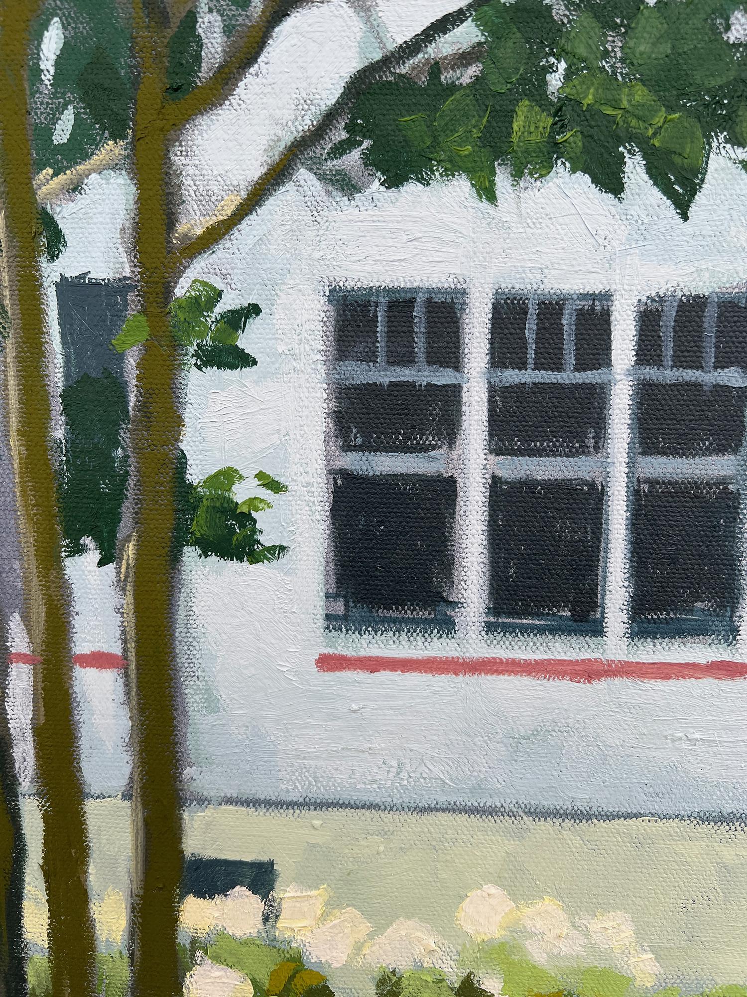 <p>Artist Comments<br>Somewhere in Cape May, New Jersey, a pale blue house stands as an inviting retreat on a summer afternoon. Bathed in the soft glow of natural light and enriched by shadows, the surrounding greens come alive in this picturesque