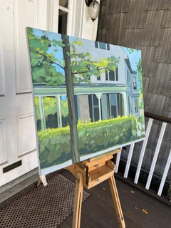 Front Porch Hedge, Oil Painting