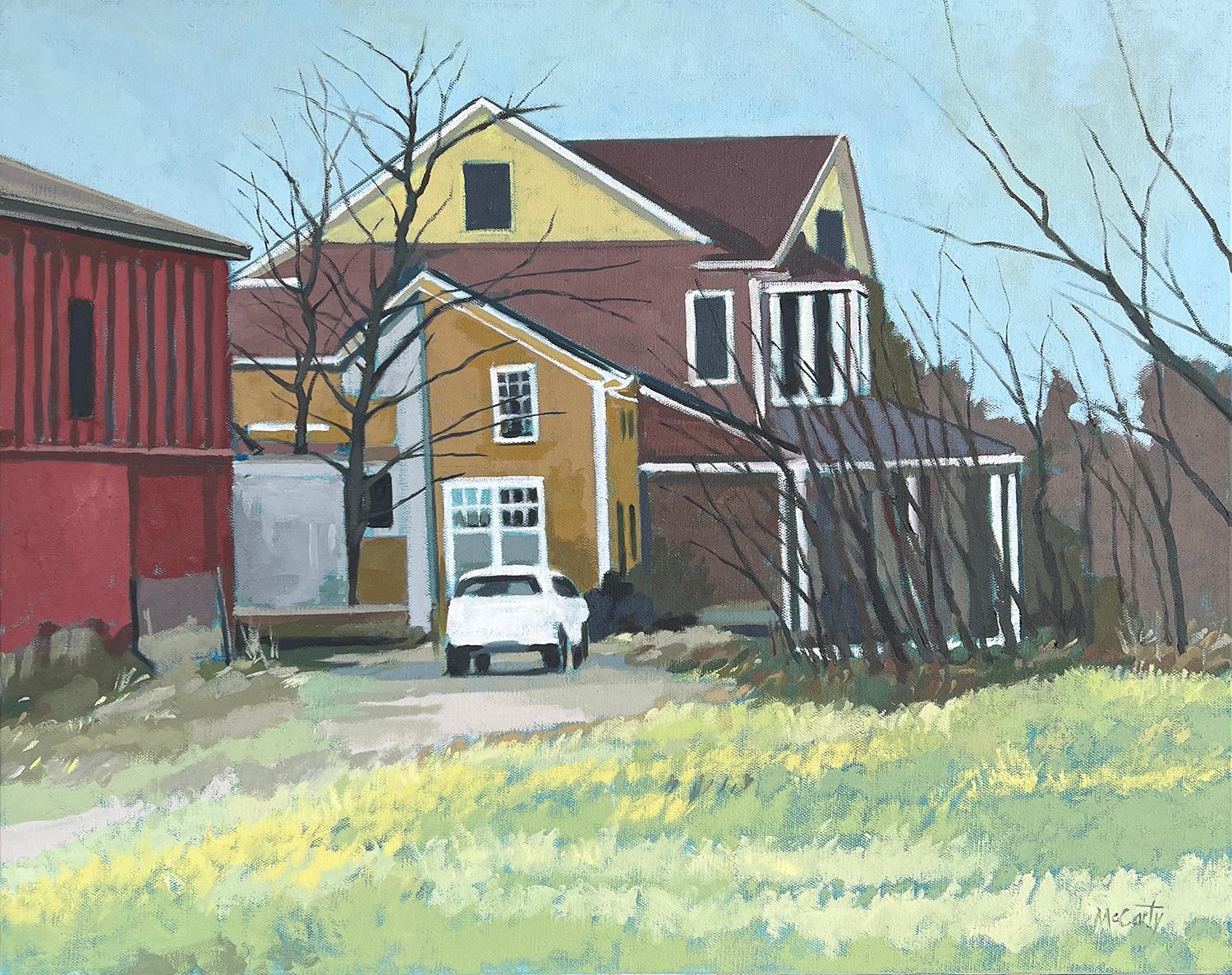 Brian McCarty Interior Painting - House and Barn, Oil Painting