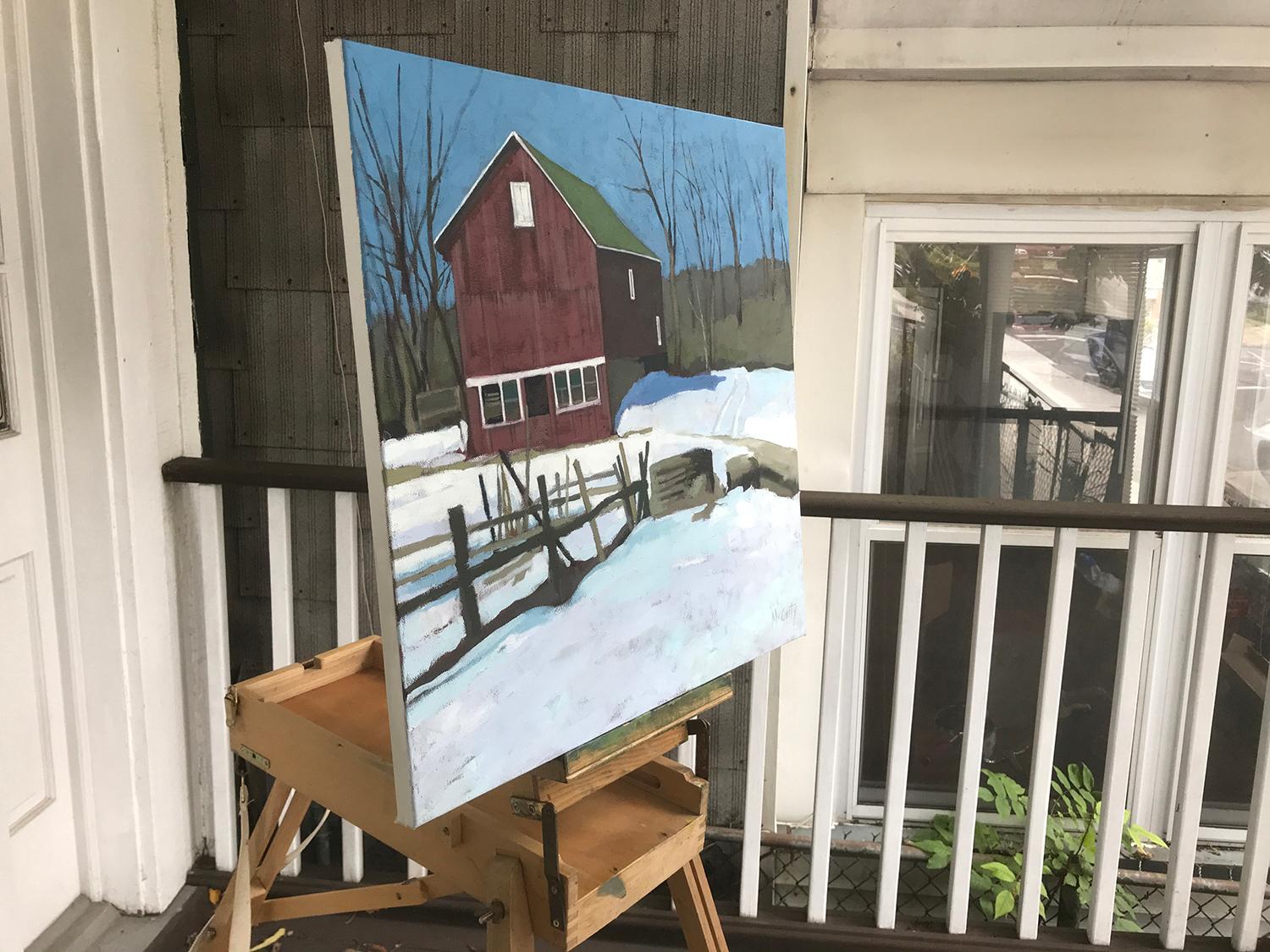 Haus im Winter, Ölgemälde – Painting von Brian McCarty