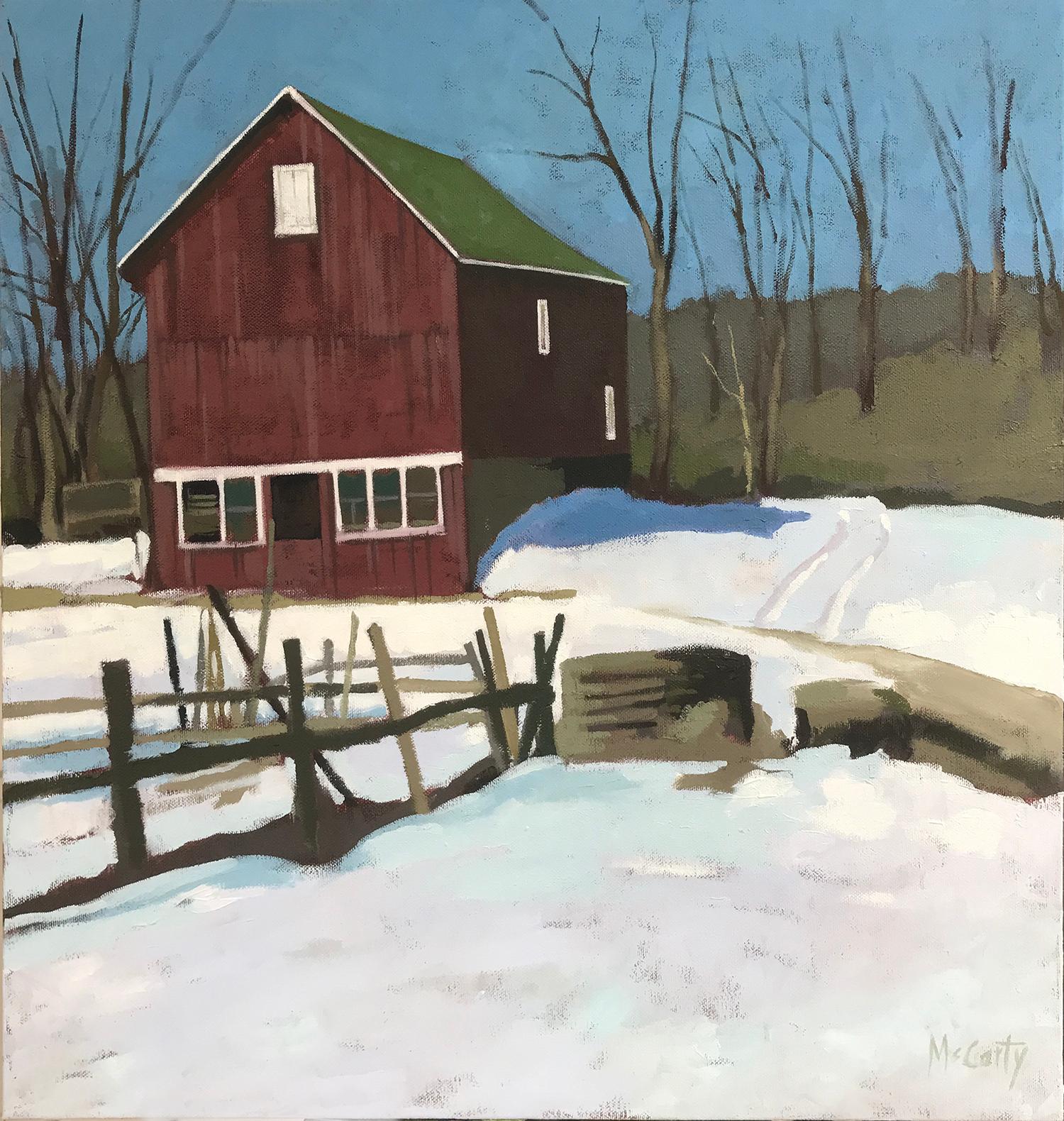 Brian McCarty Interior Painting – Haus im Winter, Ölgemälde