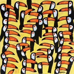 A bunch of toucans, Painting, Acrylic on Canvas