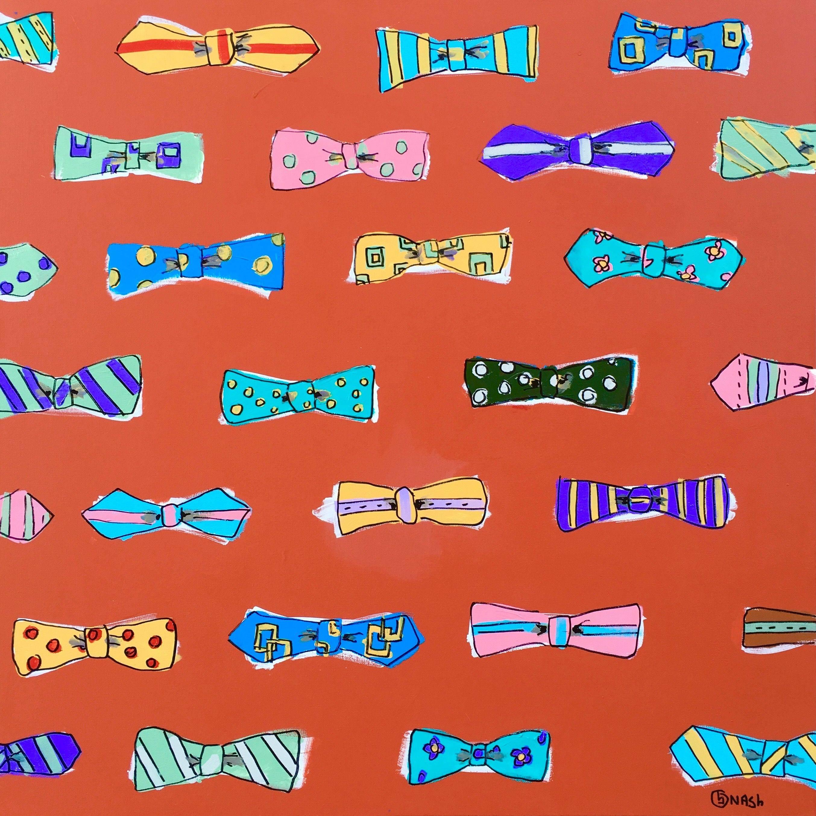 Brian Nash Abstract Painting - Bow Ties, Acrylic Paint on Canvas