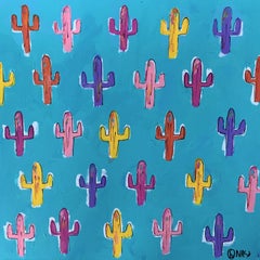 Cactus - teal, Painting, Acrylic on Canvas
