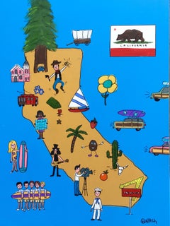 California Map, Painting, Acrylic on Canvas
