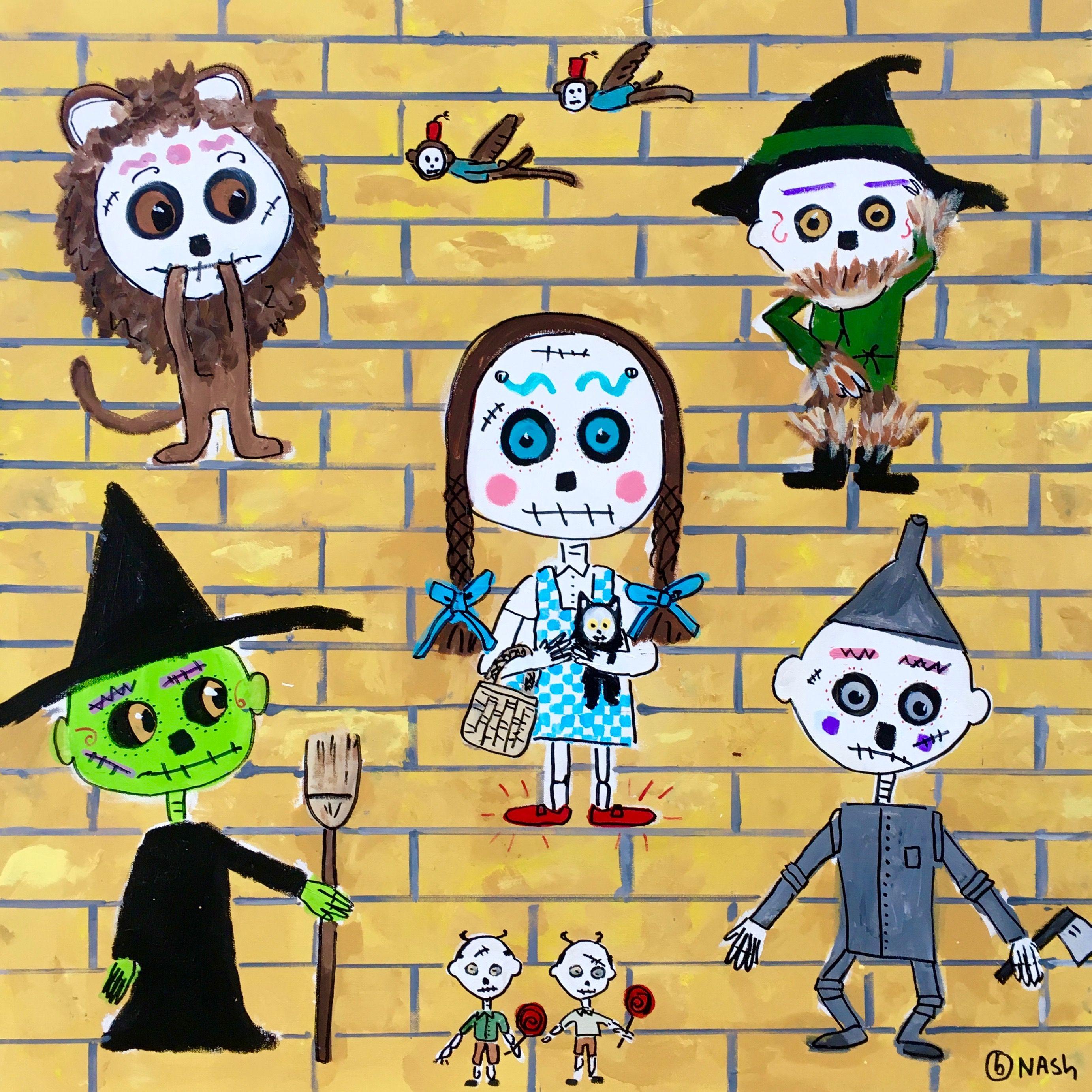 Día de los Muertos -- Mago de Oz, Pintura, Acrílico sobre lienzo - Painting de Brian Nash