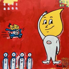 Hombre gota de aceite Esso, Pintura, Acrílico sobre lienzo