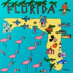 Florida Map, Painting, Acrylic on Canvas