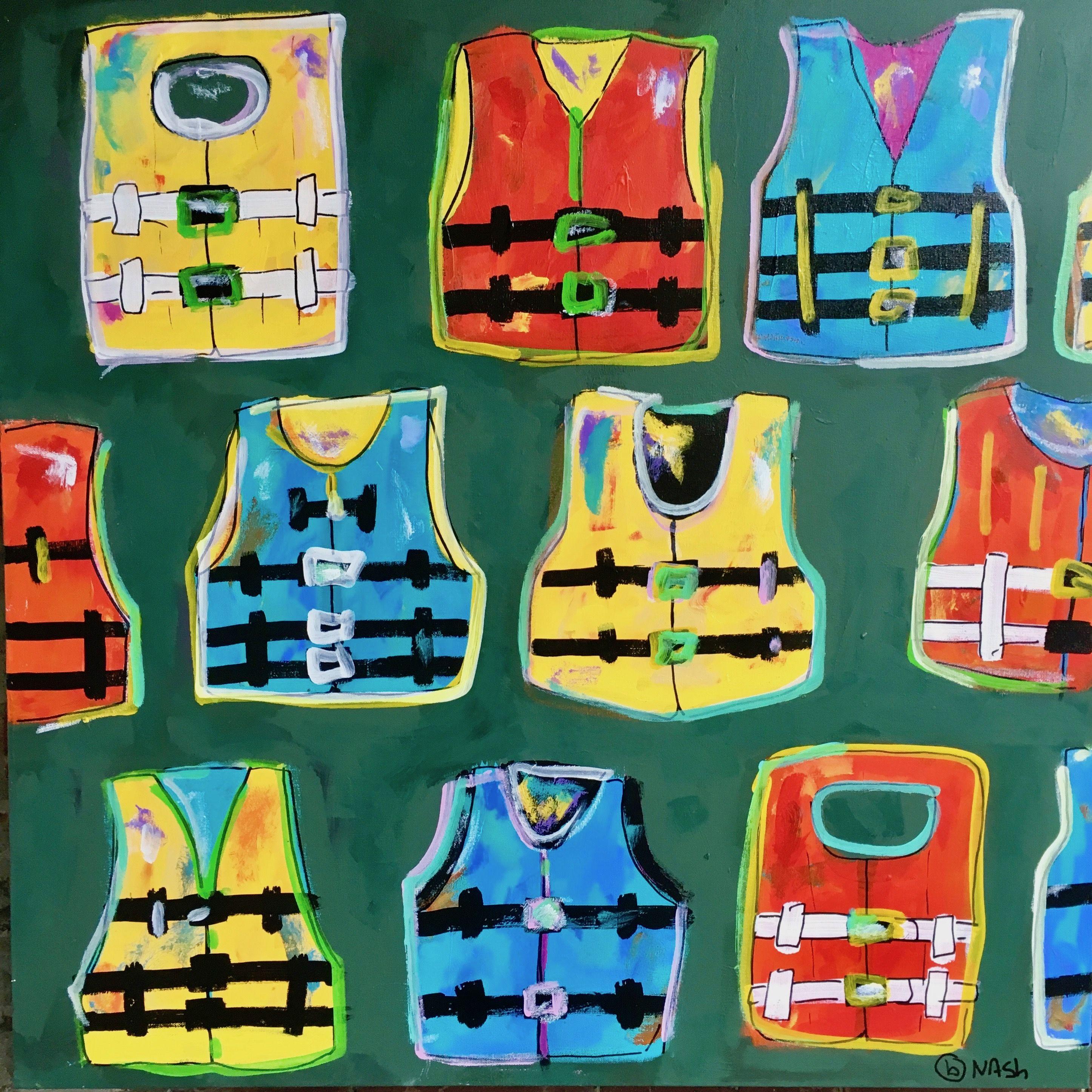 Giubbotti di salvataggio, Pittura, Acrilico su tela