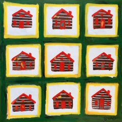 Log Cabins, Painting, Acrylic on Canvas