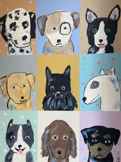 "Nine Dogs", Painting, Acrylic on Canvas