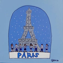 Paris snow globe, Painting, Acrylic on Canvas