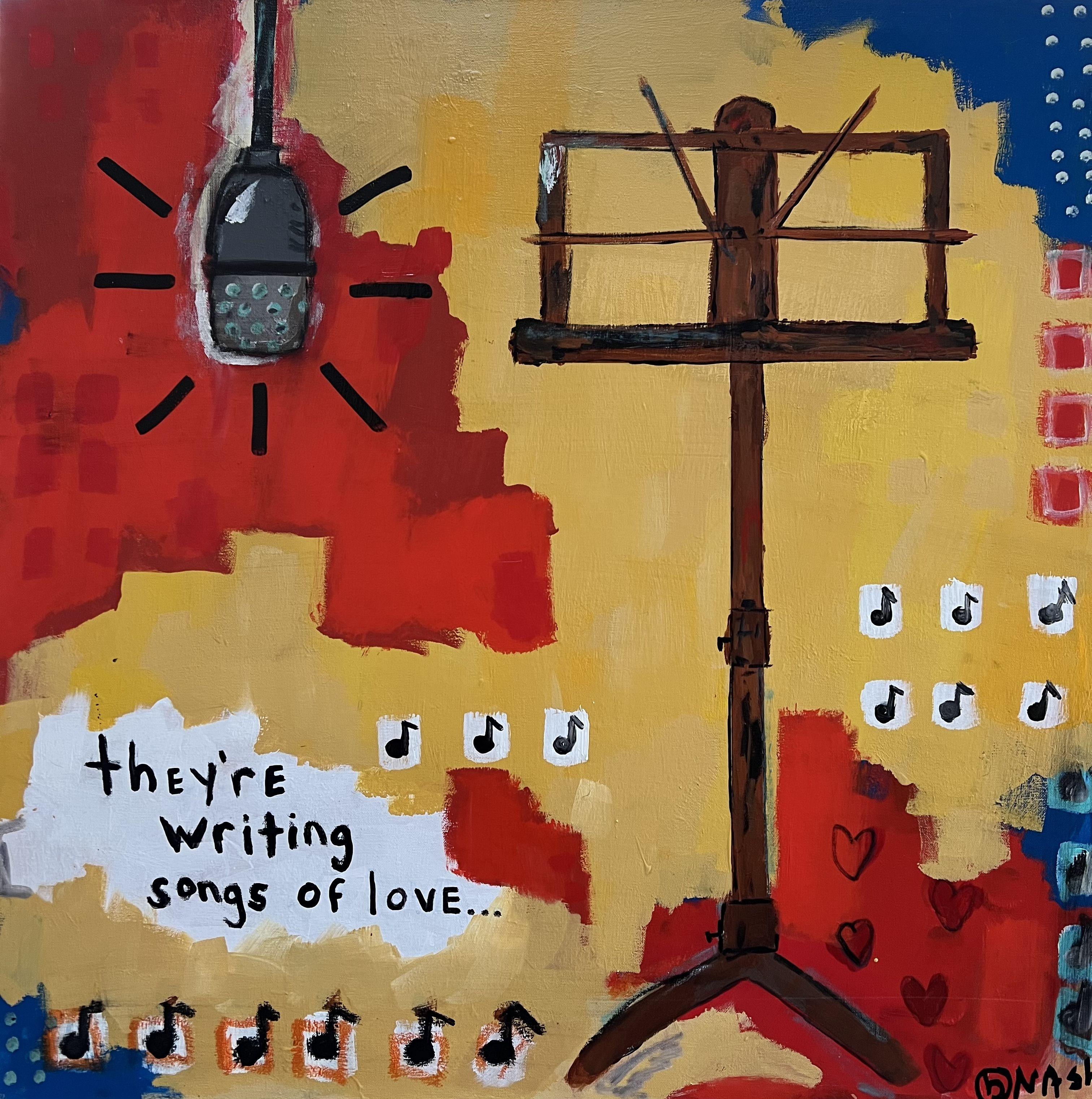 Writing songs of love...  I believe you, the viewer, should fill in the rest. :: Painting :: Pop-Art :: This piece comes with an official certificate of authenticity signed by the artist :: Ready to Hang: Yes :: Signed: Yes :: Signature Location: