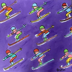 Thom Browne's Skiiers, Painting, Acrylic on Canvas