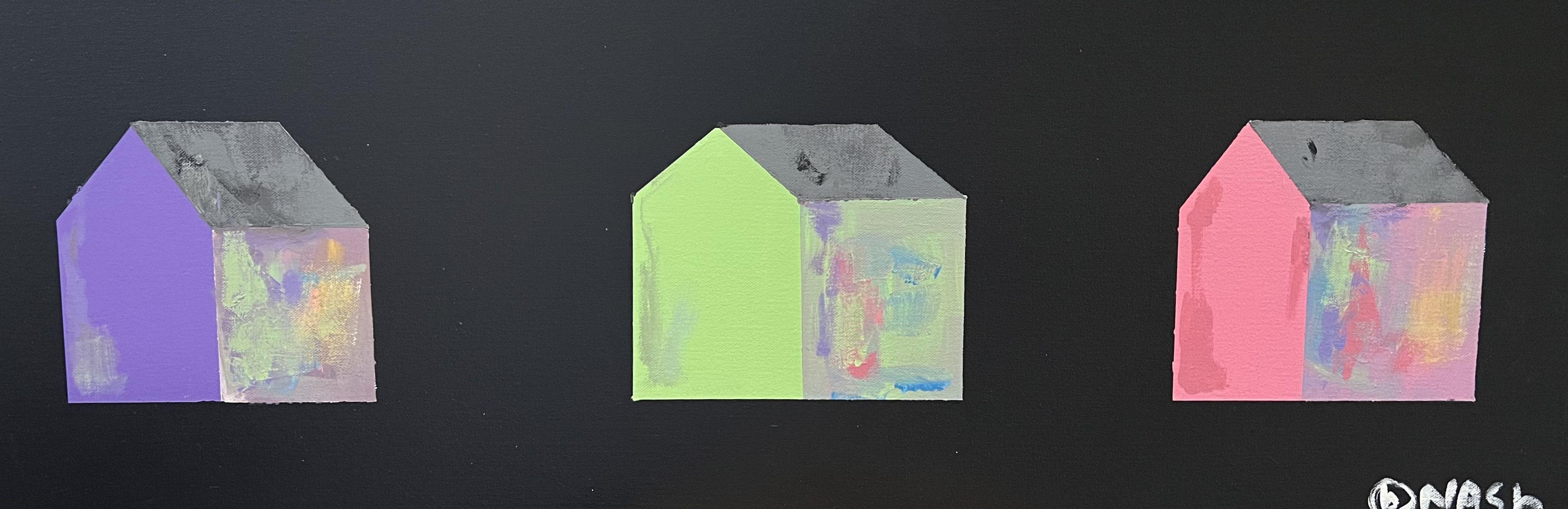your house or mine? or theirs? :: Painting :: Cubism :: This piece comes with an official certificate of authenticity signed by the artist :: Ready to Hang: Yes :: Signed: Yes :: Signature Location: right :: Canvas :: Landscape :: Original ::