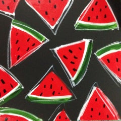 Watermelon on Black, Painting, Acrylic on Canvas