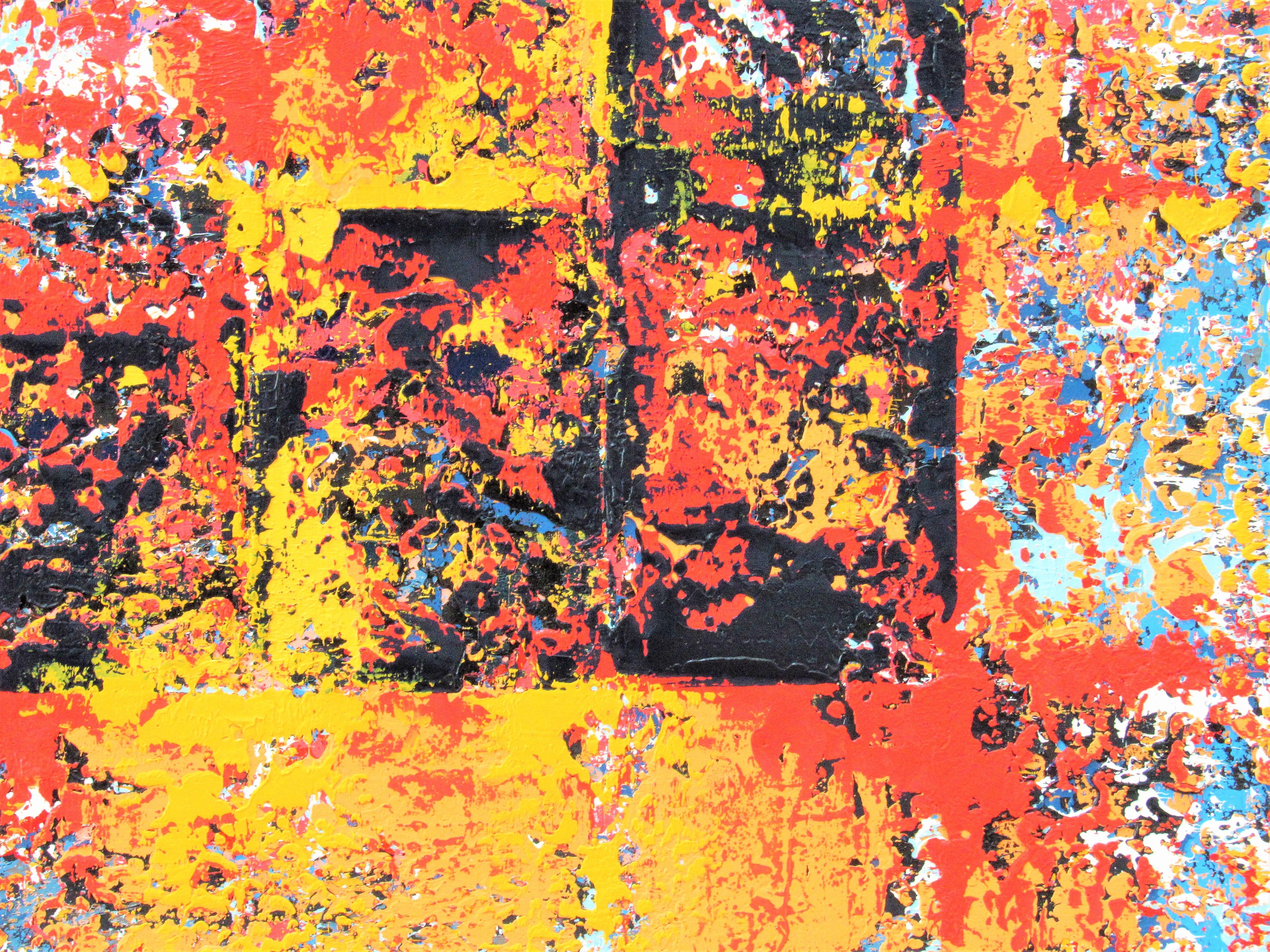 Defiance - geometric, abstract, colourful, strong, bold, squares, rectangles For Sale 1