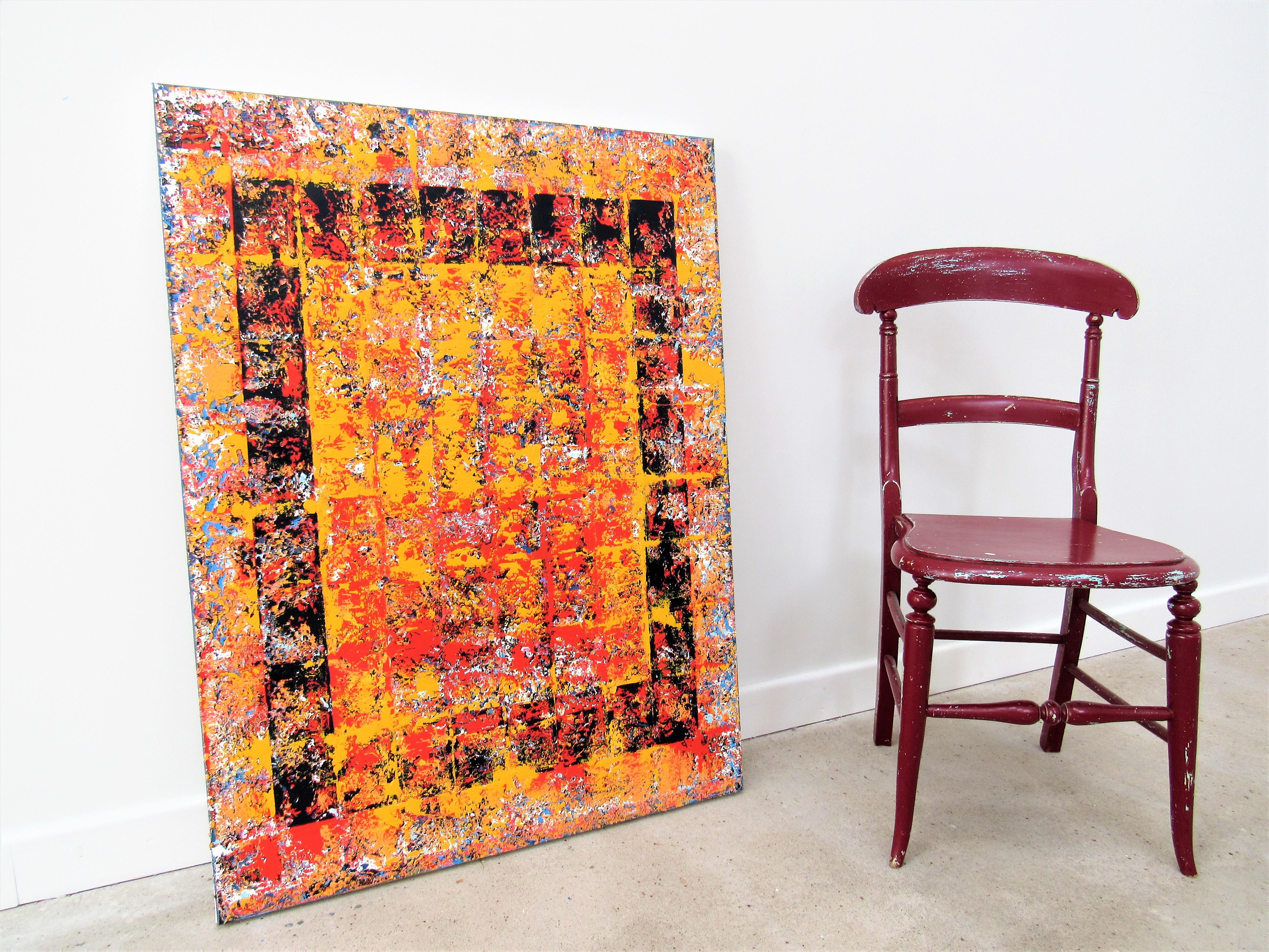 Defiance - geometric, abstract, colourful, strong, bold, squares, rectangles For Sale 3