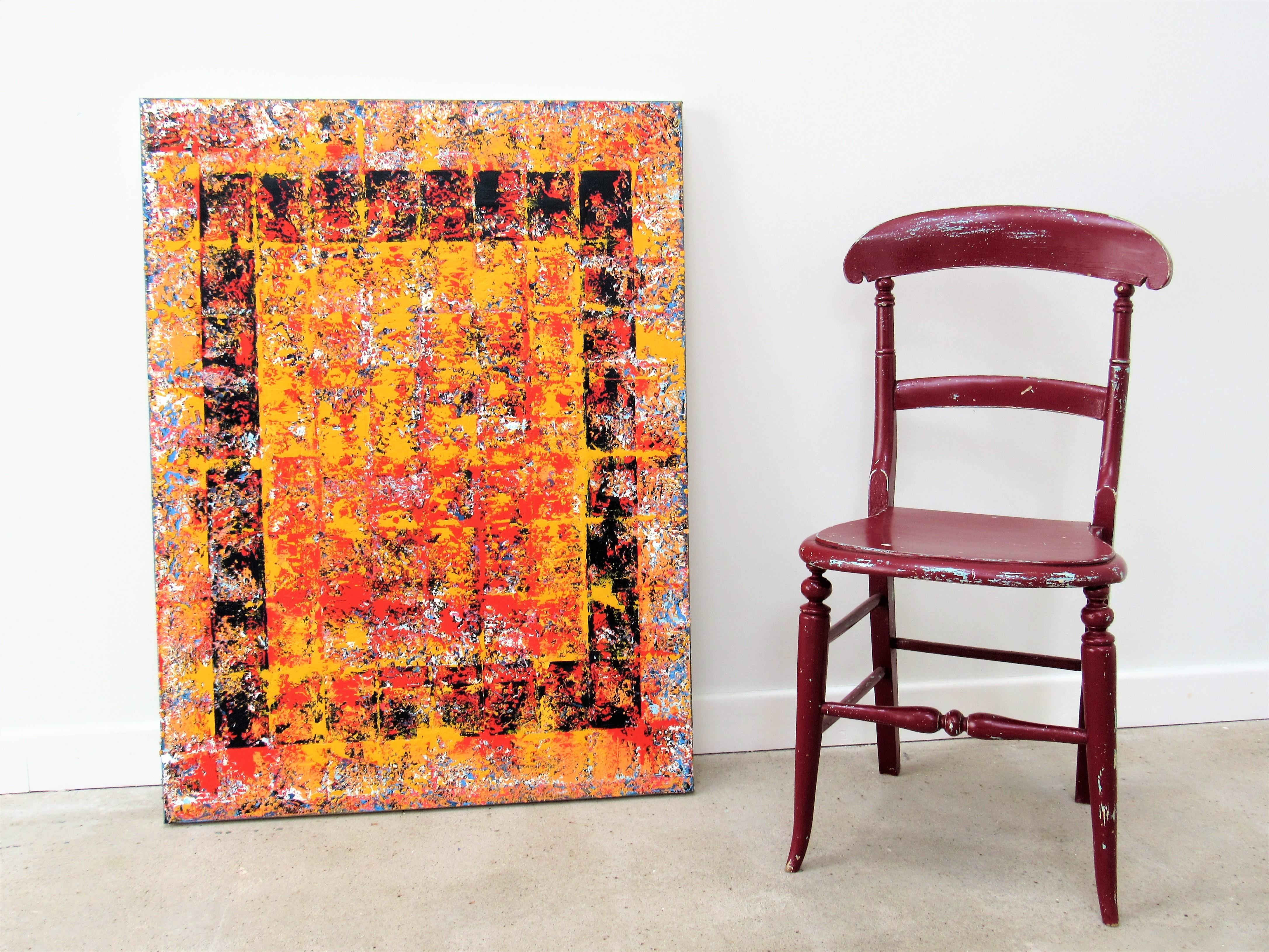 Defiance - geometric, abstract, colourful, strong, bold, squares, rectangles For Sale 4