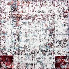 Incognito - contemporary abstract geometric white oil painting on canvas