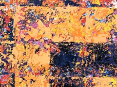 Karma - abstract contemporary geometric orange square oil on canvas