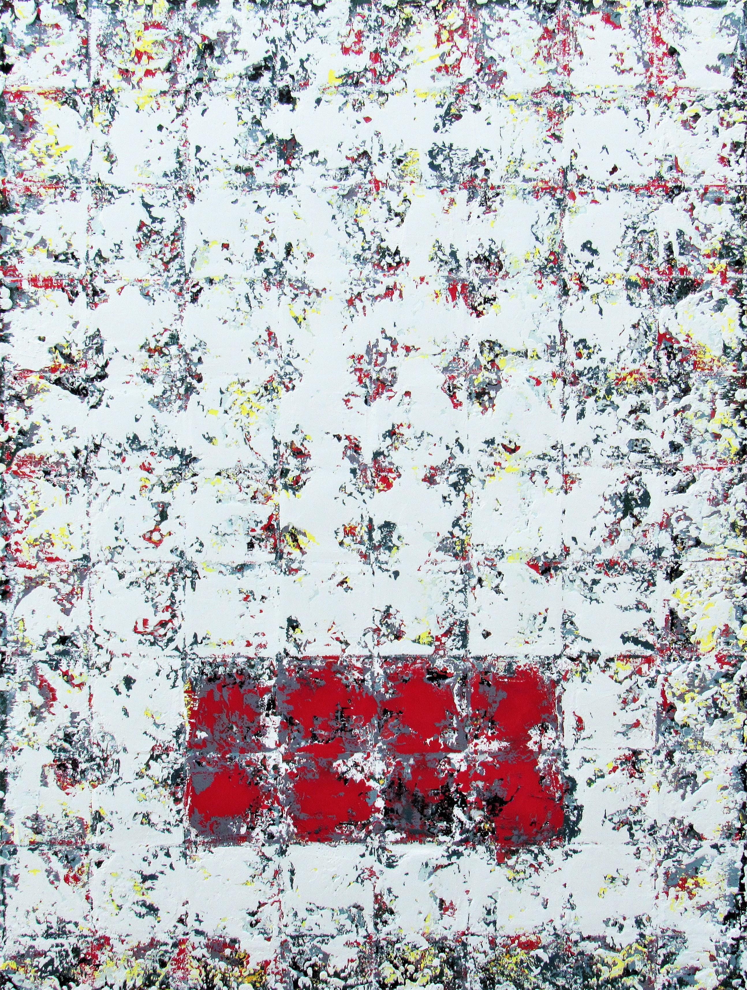Brian Neish Abstract Painting - Ordeal - Urban Gray Geometric Squares: Oil on Canvas