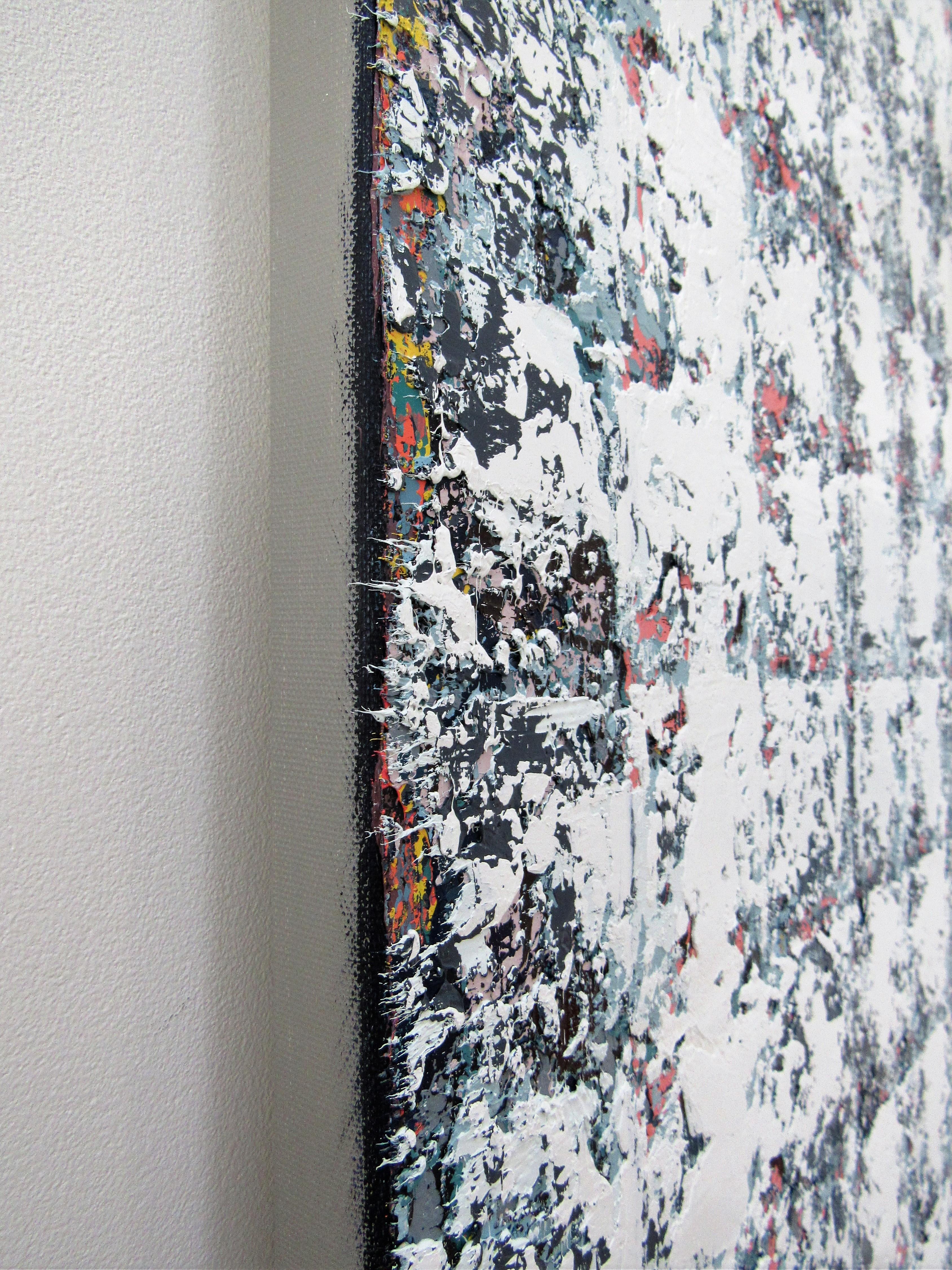 Pang - Quadrati geometrici grigio urbano: Olio su tela - Abstract Painting Grigio di Brian Neish