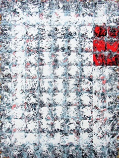 Pang - Urban Grey Geometric Squares: Oil on Canvas