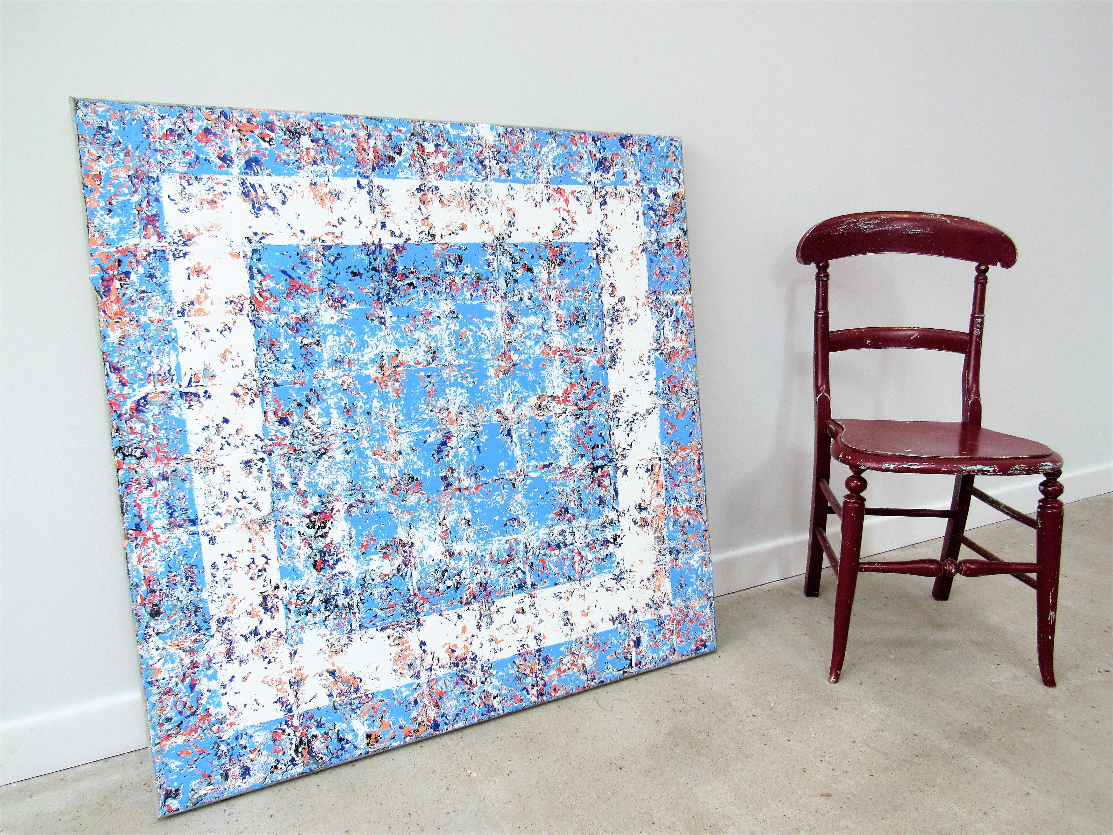Rapture - contemporary blue white  - Contemporary Painting by Brian Neish