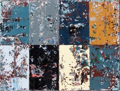 Étude pour les panneaux de décoloration - peinture à l'huile abstraite contemporaine texturée et colorée